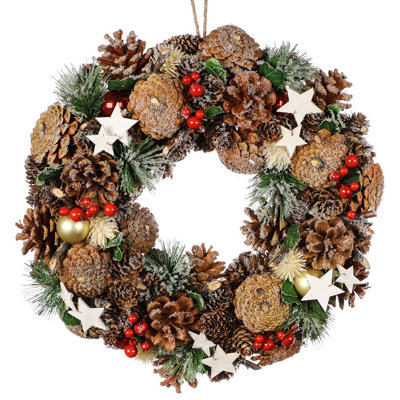Handcrafted Faux Pinecones 34cm Wreath