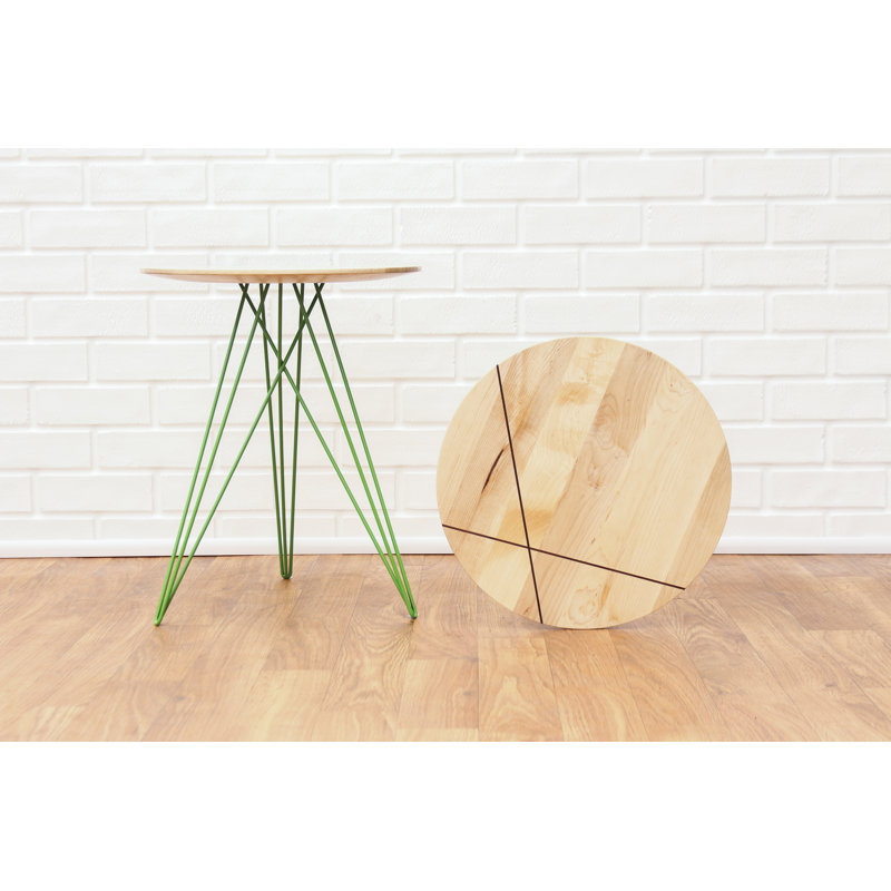 Hudson Solid Wood Top End Table, Green, Maple