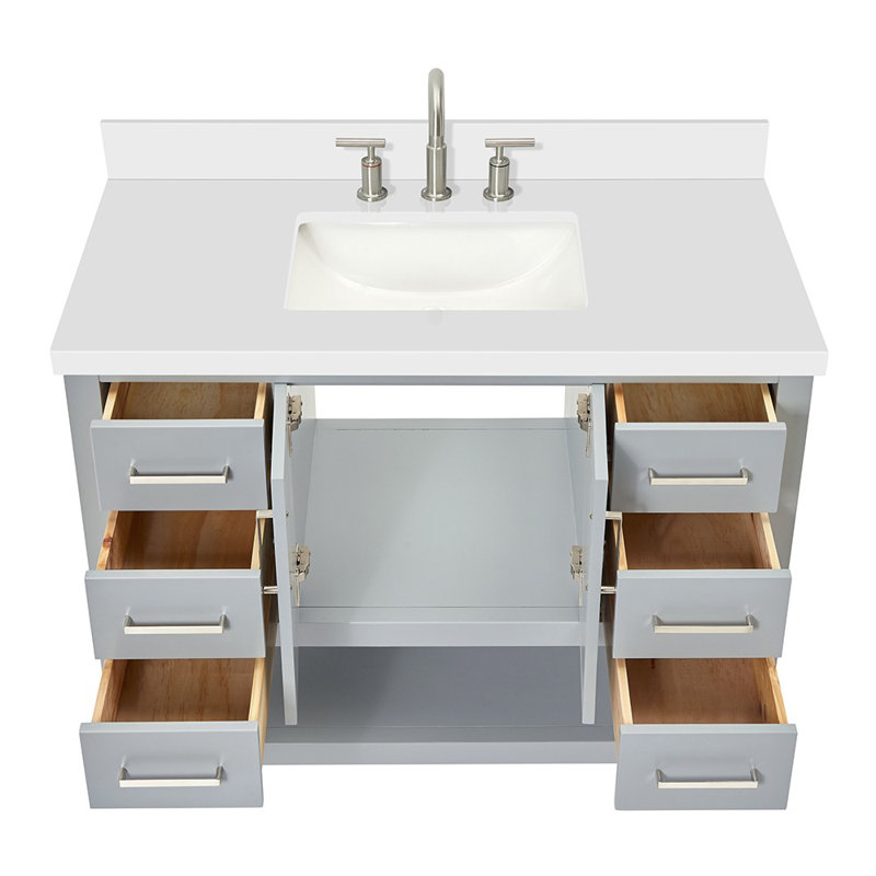 Meuble-lavabo simple 42 po ARIEL Moille, Gris, Rectangular