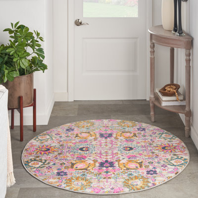 Tapis argenté / orange / rose Justien