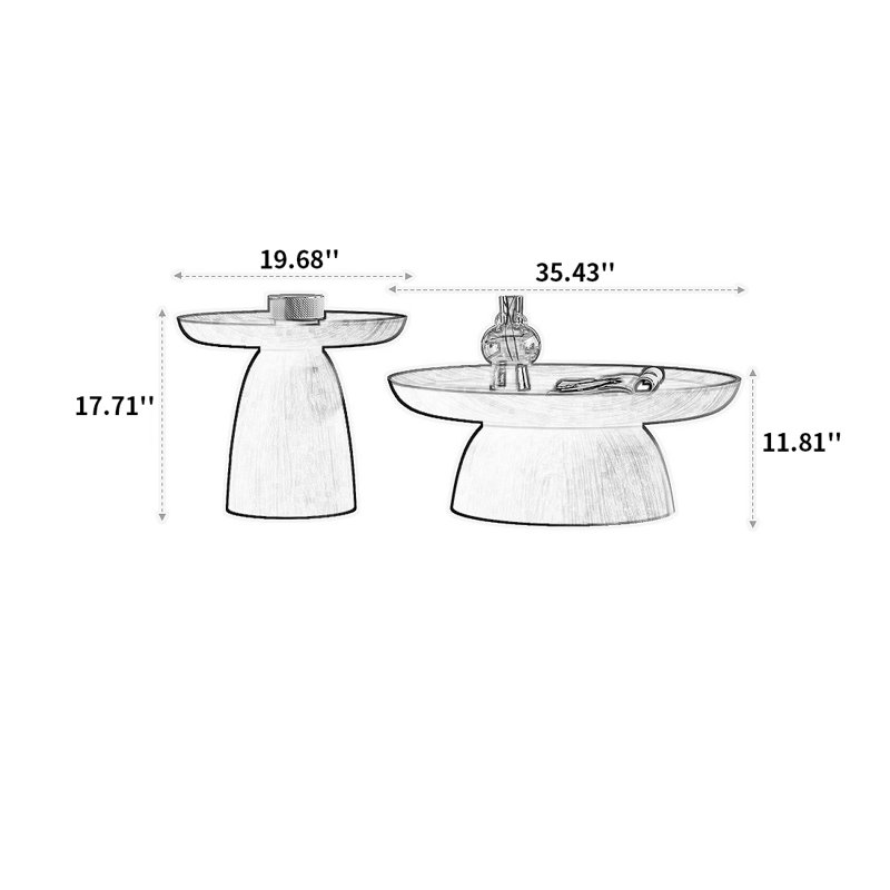 Simple Creative Wood Coffee Table, 11.81" H x 35.43" L x 35.43" W