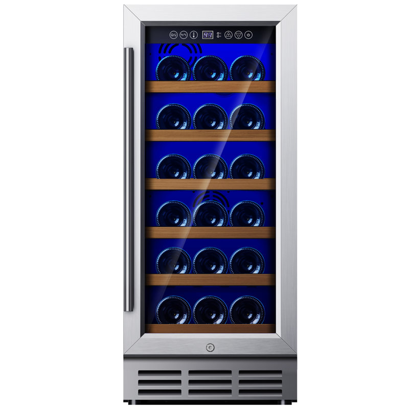 Simzlife 15 Inch 30 bottles Under-counter Refrigerators, Single Zone Wine Fridge, Wine Refrigerator Digital Temperature Control, Freestanding Wine Chiller with Removable Shelves