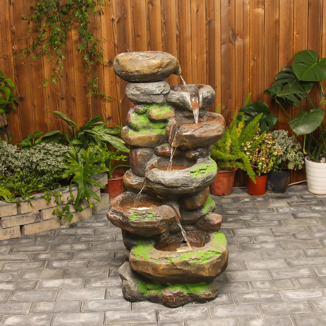 Dorsa Weather Resistant Fountain with Light Millwood Pines