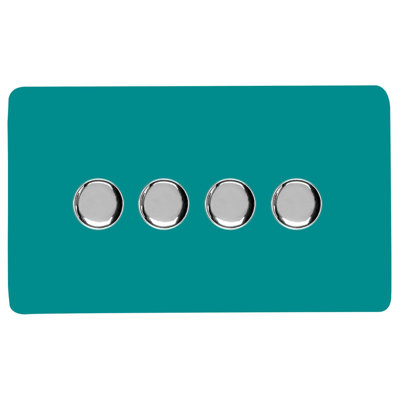 Trendi Switch 4 Gang 1 or 2 way 100w Rotary LED Dimmer Light Switch