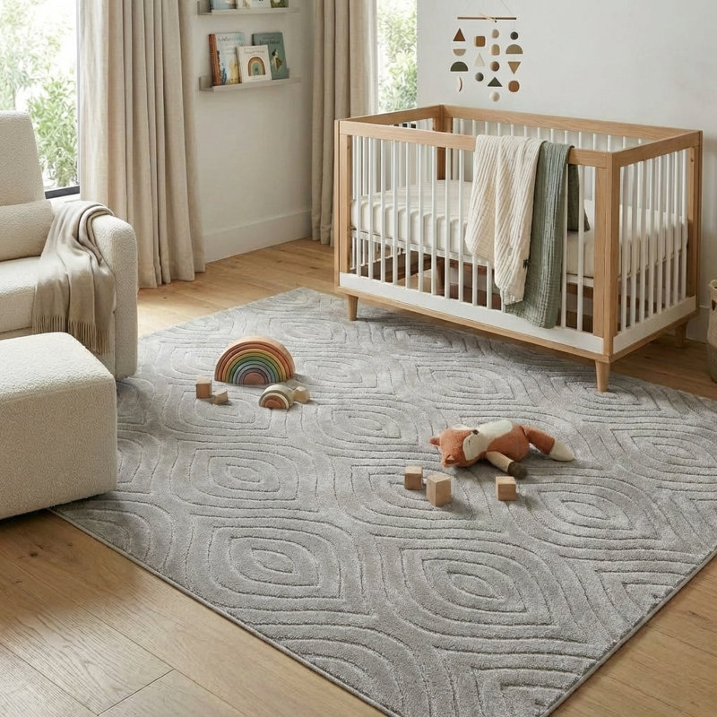 Kaile Performance Transitional Modern Geometric Ogee Gray Indoor/Outdoor Rug, Rectangle 5' x 7'