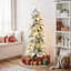 Sapin de Noël artificiel crayon floqué de 1,5 m, préilluminé avec 80 lumières DEL blanc chaud