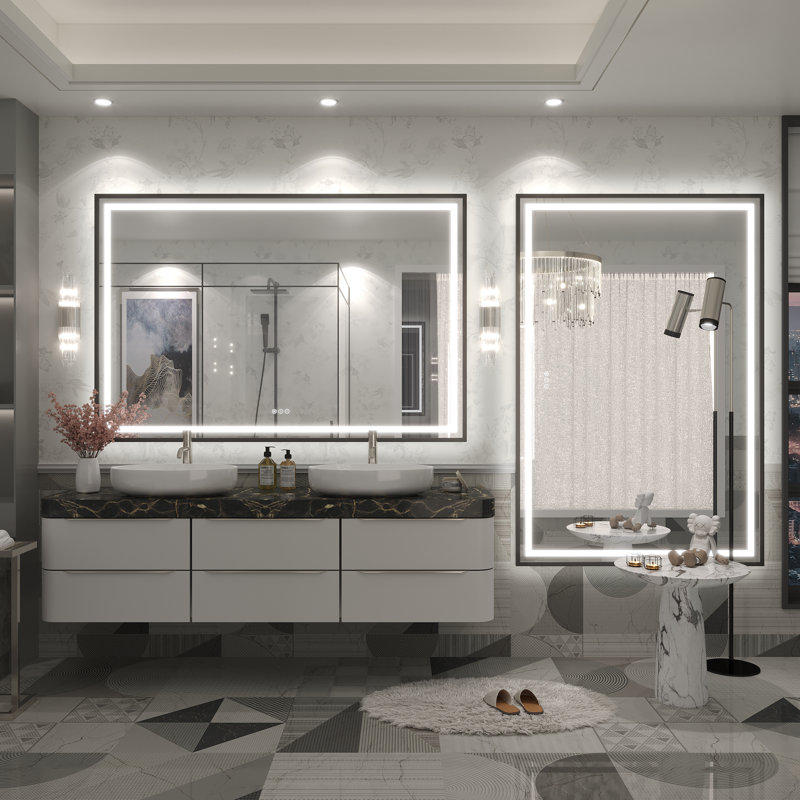 Miroir de salle de bain Molly Framelss, 60 po x 40 po, Noir
