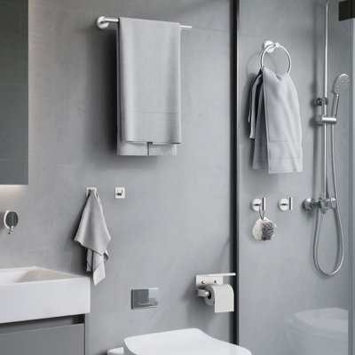 Ensemble de quincaillerie de salle de bain 7 pièces, ensemble de barre à serviettes, support à serviettes en acier inoxydable antirouille fixé au mur pour la salle de bain