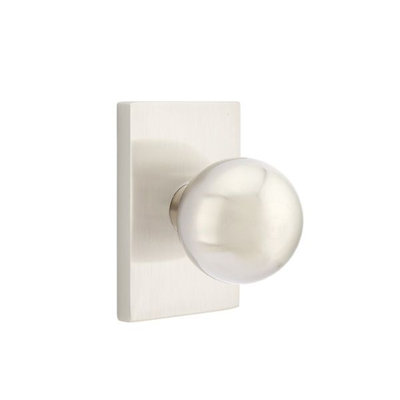 Ensemble de faux boutons Emtek avec rosette rectangulaire moderne et bouton Orb