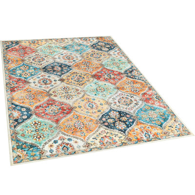 Grand tapis décoratif de salon 10 x 13 à nettoyage rétro, tapis décoratif à motif floral antidérapant de style campagnard, tapis de sol ultra-mince sans perte de poils pour chambre à coucher, salle à manger, orange