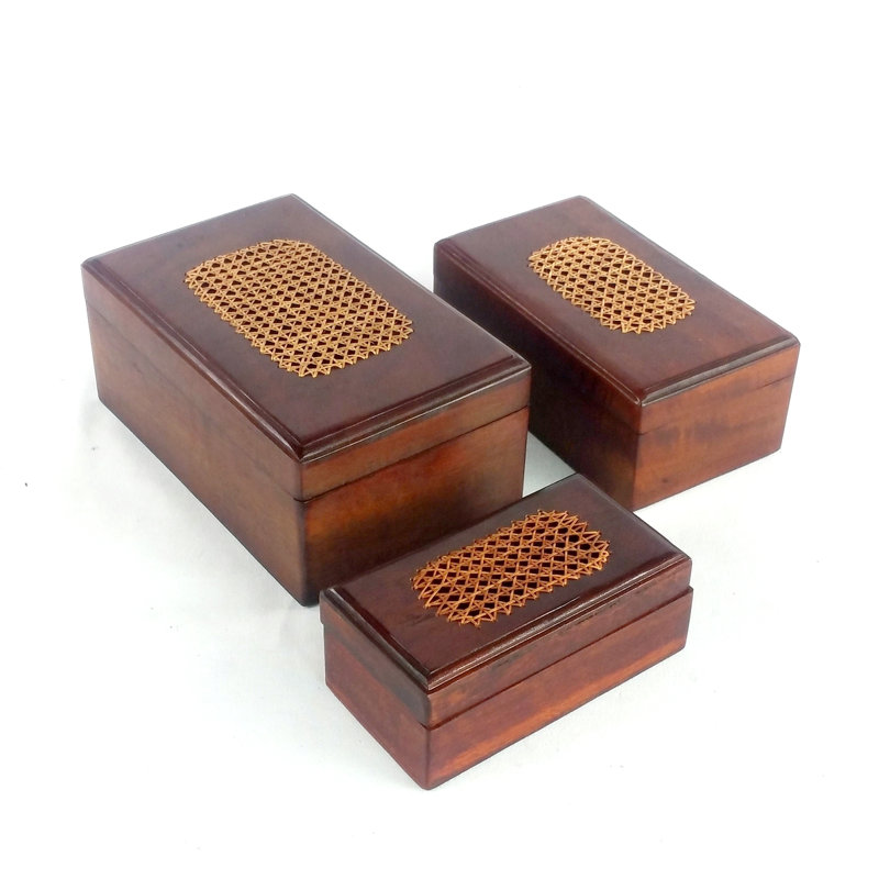Ensemble de 3 boîtes à bijoux en bois