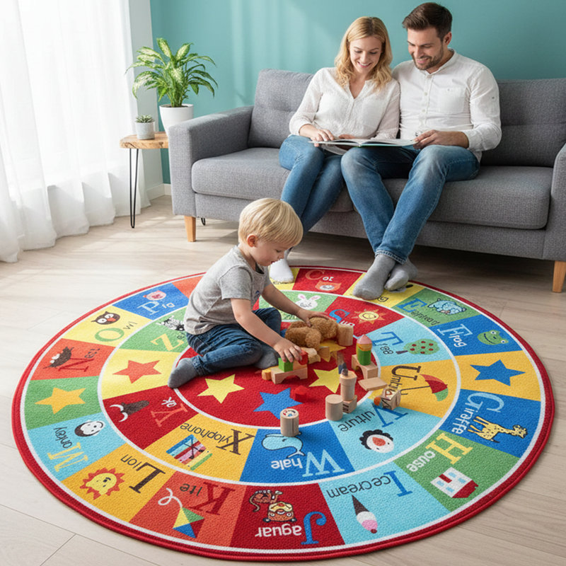Furnish my Place 745 ABC with Animal ABC Area Rug for Kids | Educational Alphabet | Animals Children Rug | Contemporary Design | Multicolor