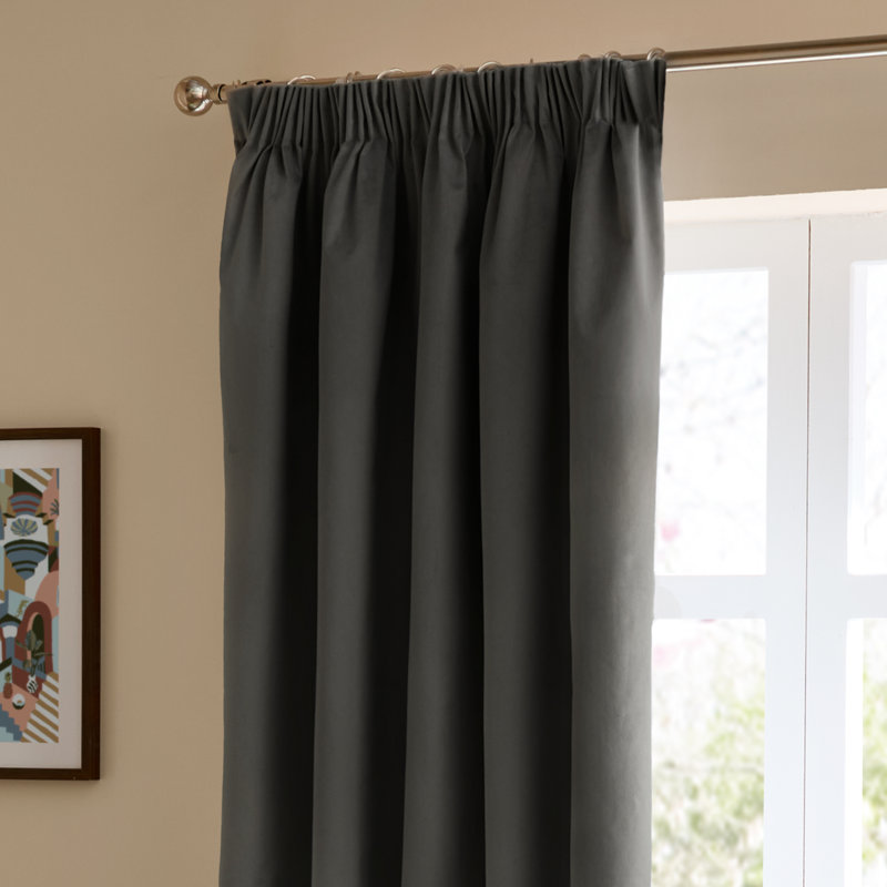 The Ultimate Velvet Blackout Curtain Panel Pair, Grey, 117cm Width x 137cm Drop