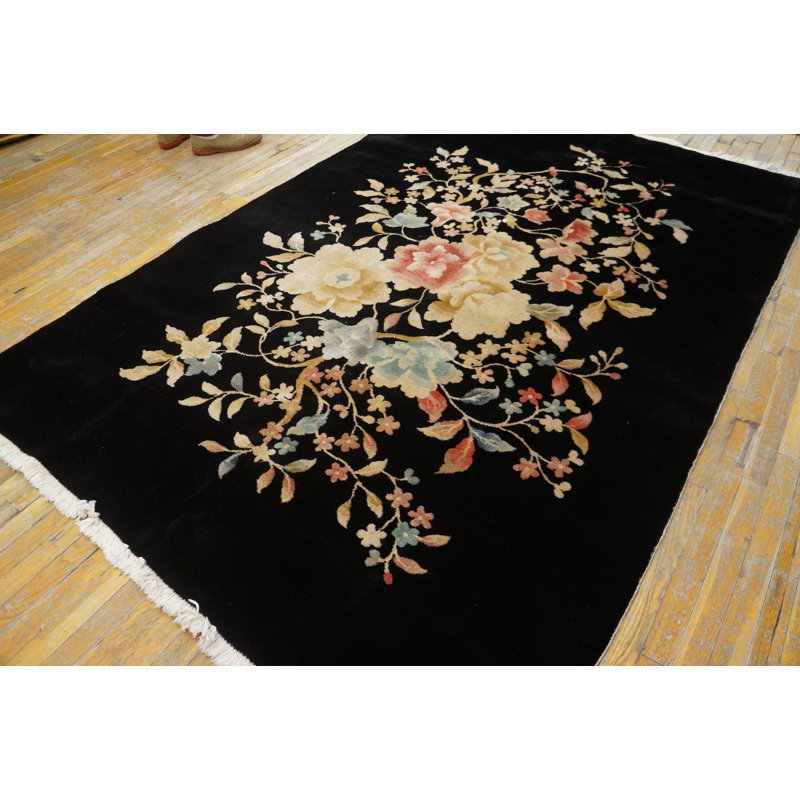 Antique Chinese Floral Knotted Rug
