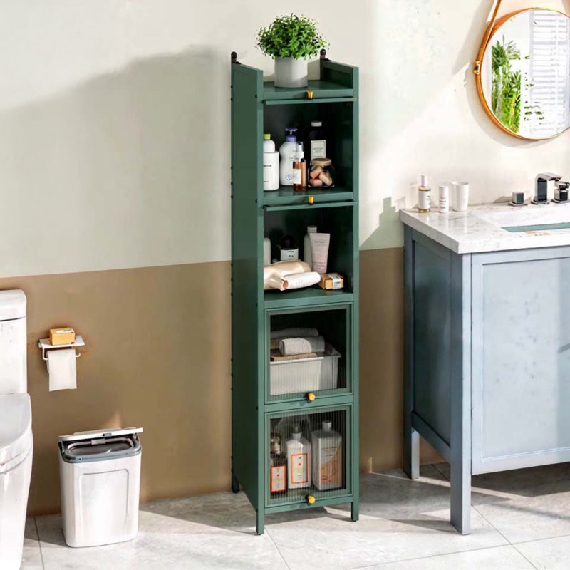 Armoire moderne en verre à quatre niveaux avec rangement à cinq niveaux, Dark Green