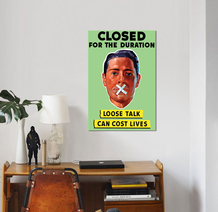 Publicité rétro sur toile, H 18 po x l 12 po x P 1,5 po, Toile tendue, Pas de tapis