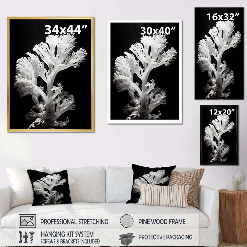 «Aqua Serenade Under Water Corail I», reproduction sur toile, Cadre simple blanc, H 44 po x l 34 po x P 1,5 po