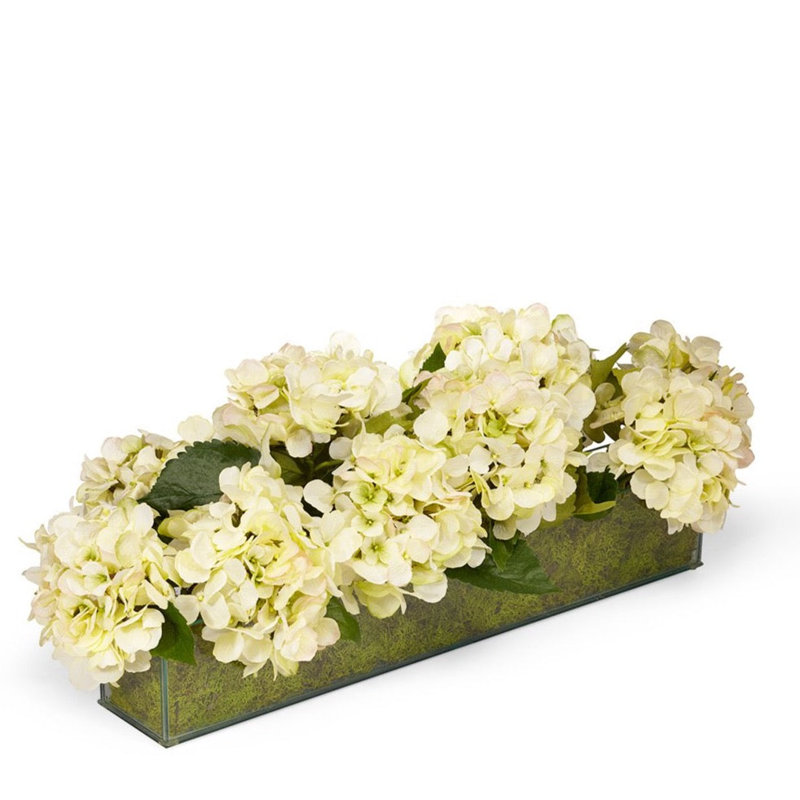 Fresh Cut Hydrangea Centerpiece in Planter