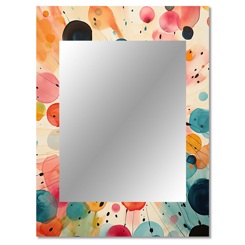 Colorful Mid Century Colorful Contrasts II - Midcentury Modern Large Wall Mirror, Mid-Century Modern Unique Mirror, Printed Metal Art