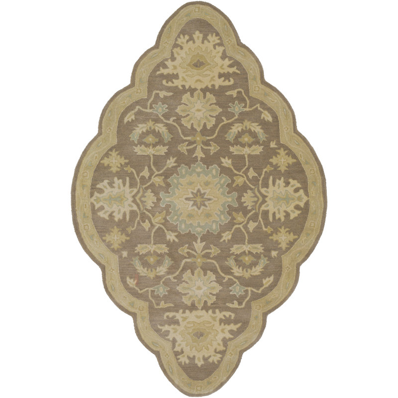 Gurusharan Oriental Hand-Tufted Wool Taupe/Beige/Brown Area Rug, Diamond 5' x 8'