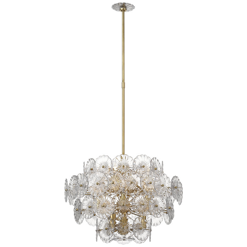 Julie Neill Gianna 24" Chandelie, Clear, Burnished Silver Leaf