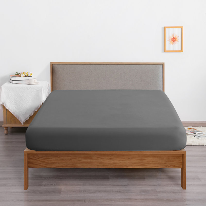 Fitted Bed Sheet Only, 1800 Brushed Microfiber Deep Pocket Fitted Sheet - NTBAY, King Fitted Sheet, Dark Gray