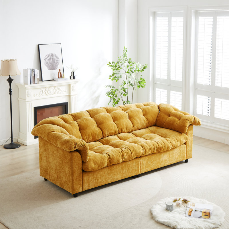 Canapé rembourré Aurelia, Chenille verte,  H 33 po x l 41,7 po x P 99,2 po