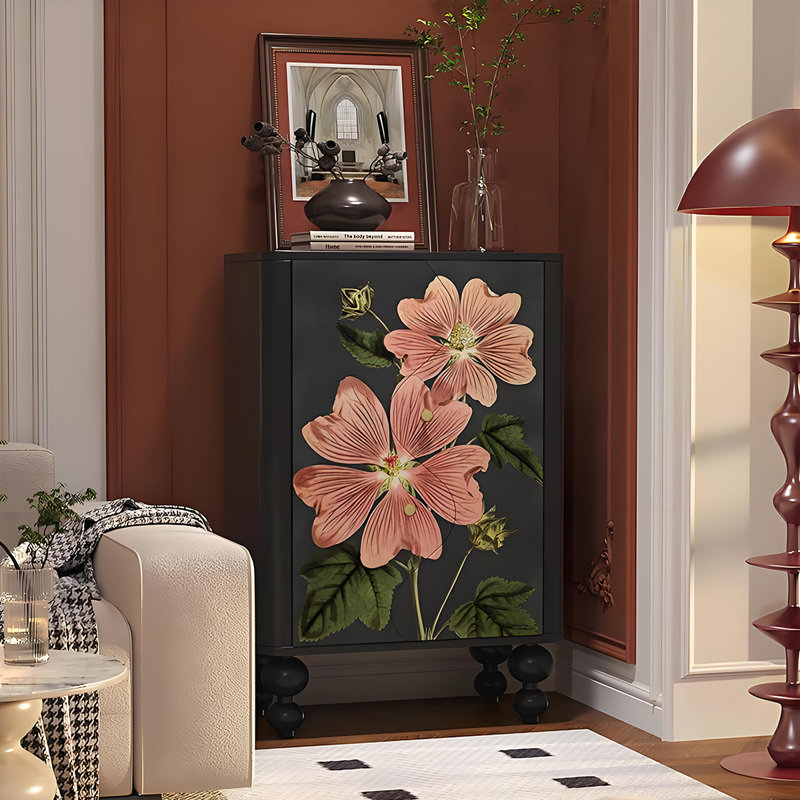 Armoire de rangement French Floral, Noir