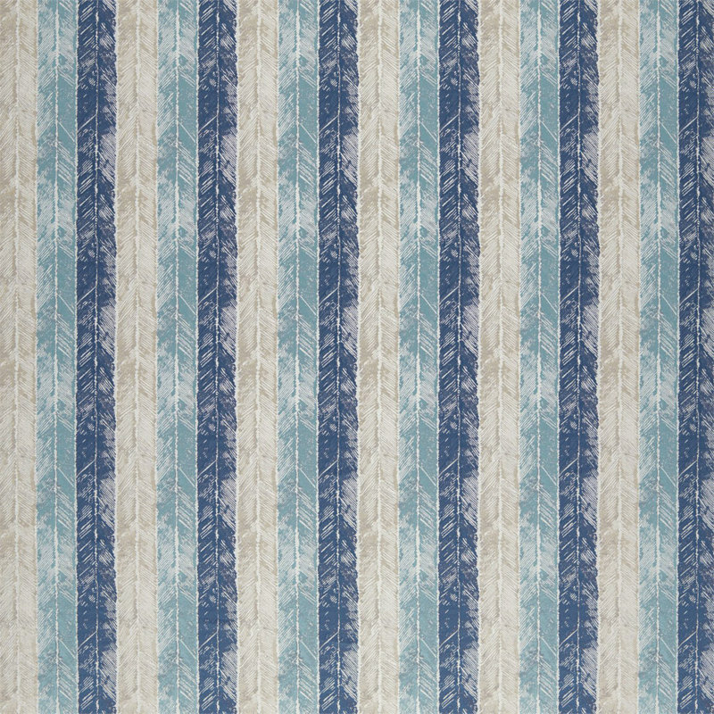 Walchia Linen Fabric, Indigo/Sky/Shell