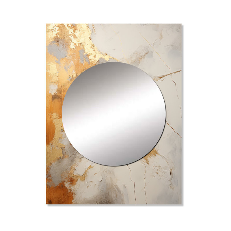Jaquaisha or et blanc abstrait divisé - formes abstraites miroir mural, miroir moderne, art imprimé en métal, 40 po x 30 po