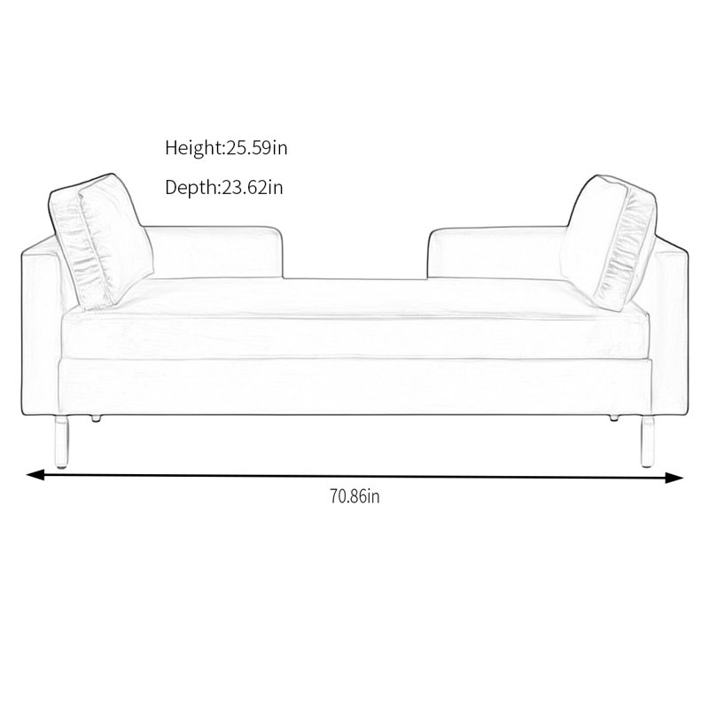Banc rembourré en velours, H 25,59 po x l 70,86 po x P 23,62 po, Bleu foncé