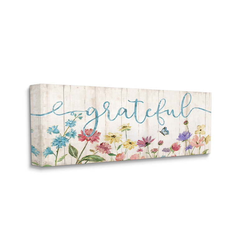 «Grateful Sentiment Spring Wildflower Garden» par Nan - impression, Toile tendue, H 17 po x l 40 po x P 1,5 po