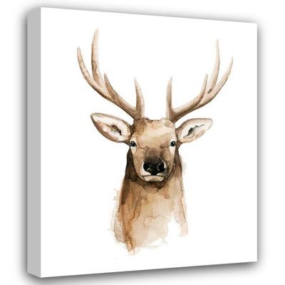 Millwood Pines Popp, Grace Gallery Wrapped Canvas Art Titled: Watercolor Elk Portrait II