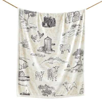 Campfire Sherpa Fleece Western Rustic Throw Blanket, 54x68 inch