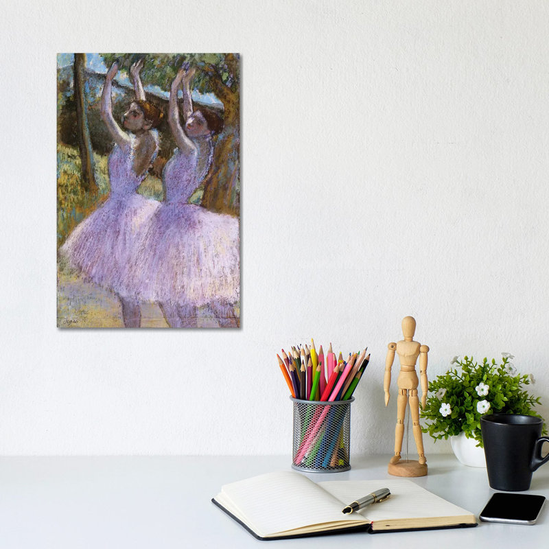 PD.2-1979 Dancers In Violet Dresses, Arms Raised, C.1900 by Edgar Degas - Wrapped Canvas Painting, 20.32 cm H x 30.48 cm W