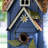 Oversized 3-Tiered Solid Wood Villa Birdhouse, 24.25"H-Blue-489728009