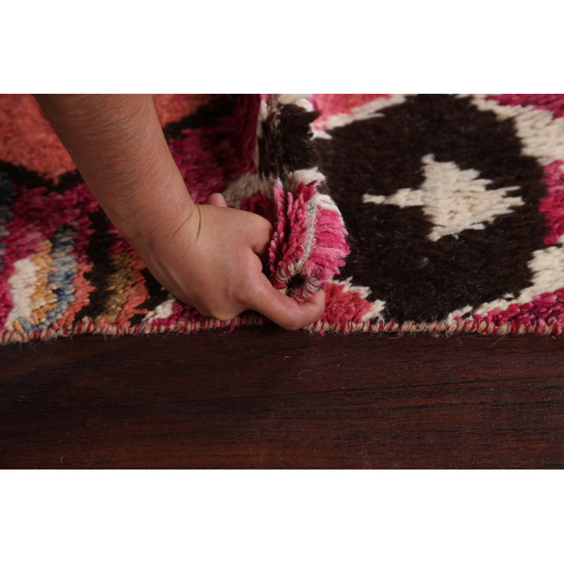 Tapis rose en laine noué à la main de conception unique 5 pi 10 po x 10 pi 6 po