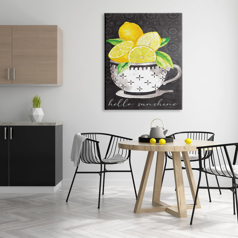 «Hello Sunshine Lemons in Teacup», art mural sur toile par ND Art, H 48 po x l 36 po x P 1,5 po