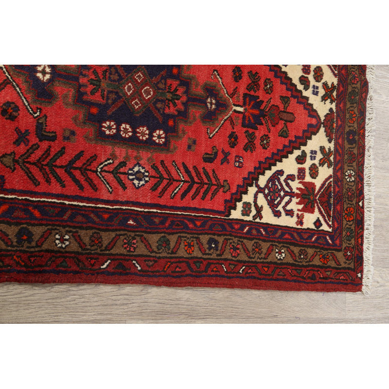 Tapis unique en laine noué à la main style années 1990 de 3 pi 1 po x 4 pi 8 po Giller
