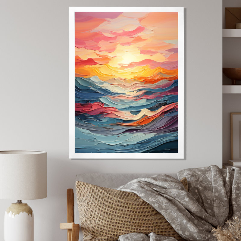 «Iseah Bold Pastel Sunset III», reproduction sur toile, H 20 po x l 12 po x P 1 po, Cadre photo blanc
