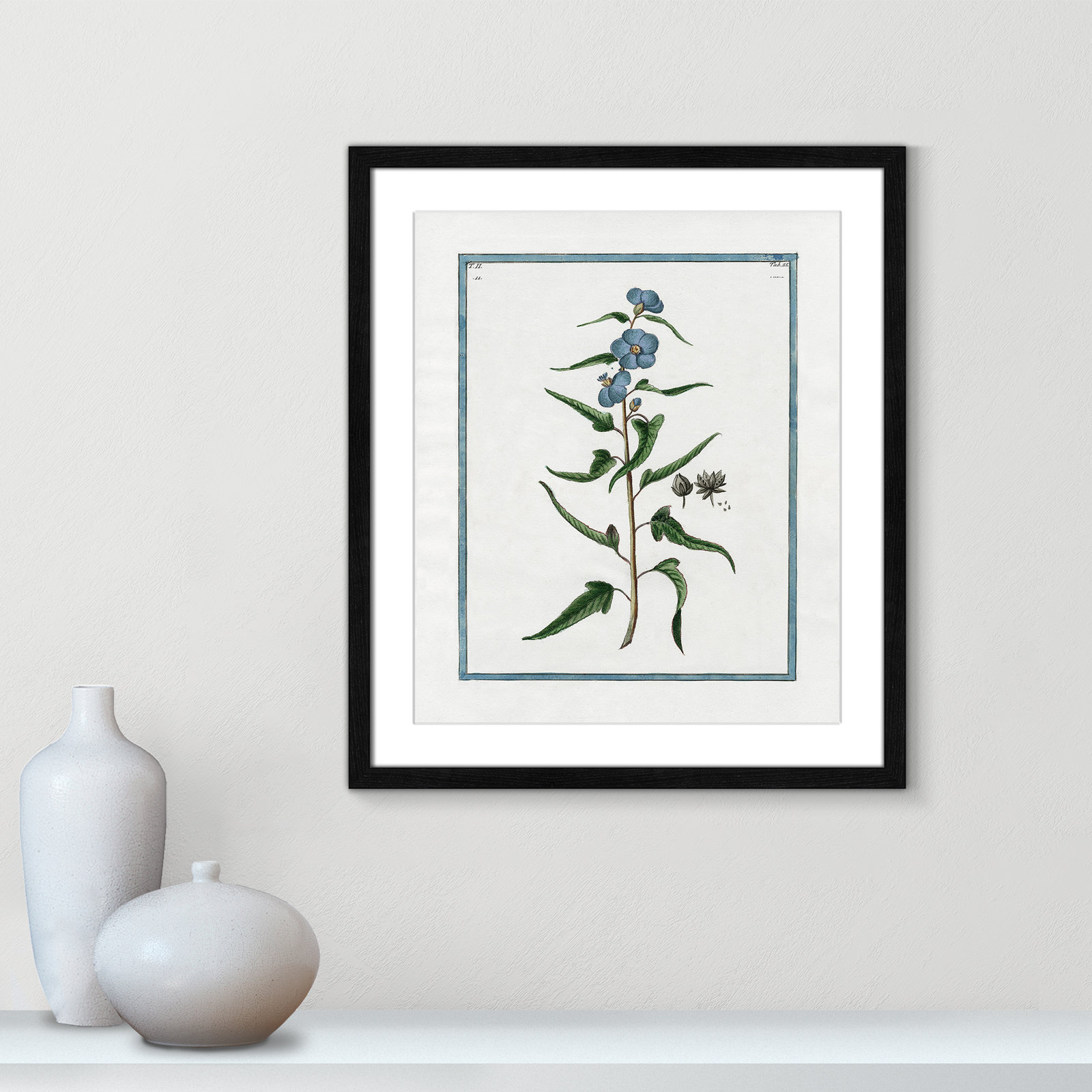 Colombe "Shabby Elegance Botanical I" Print, Black Framed, 16" W x 19" H