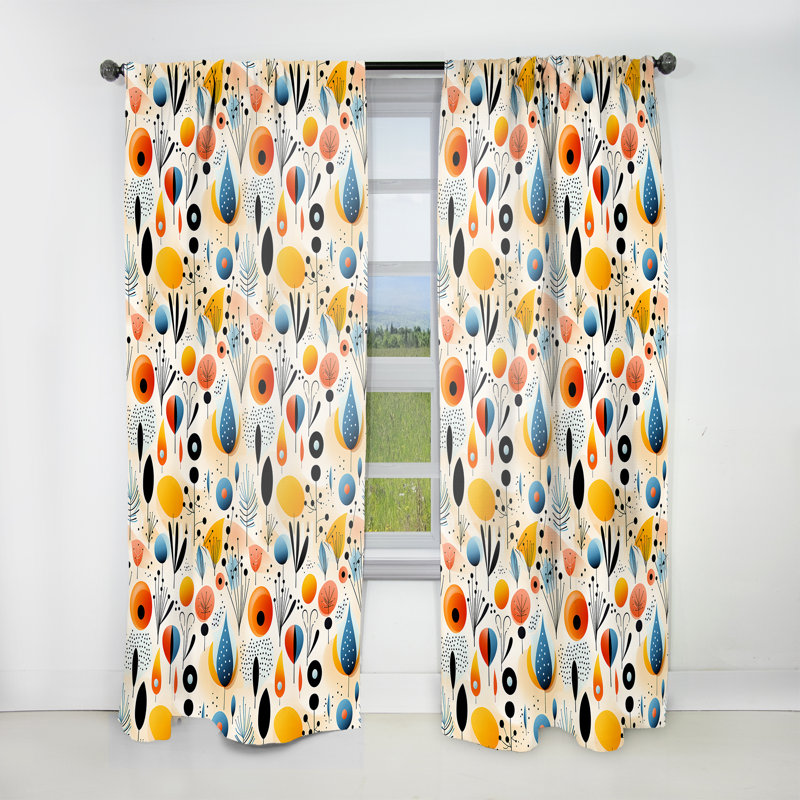 Jeu de jeu avec motif géométrique coloré I - Rideau obscurcissant géométrique abstrait - 1 panneau, L 52 po x L 120 po