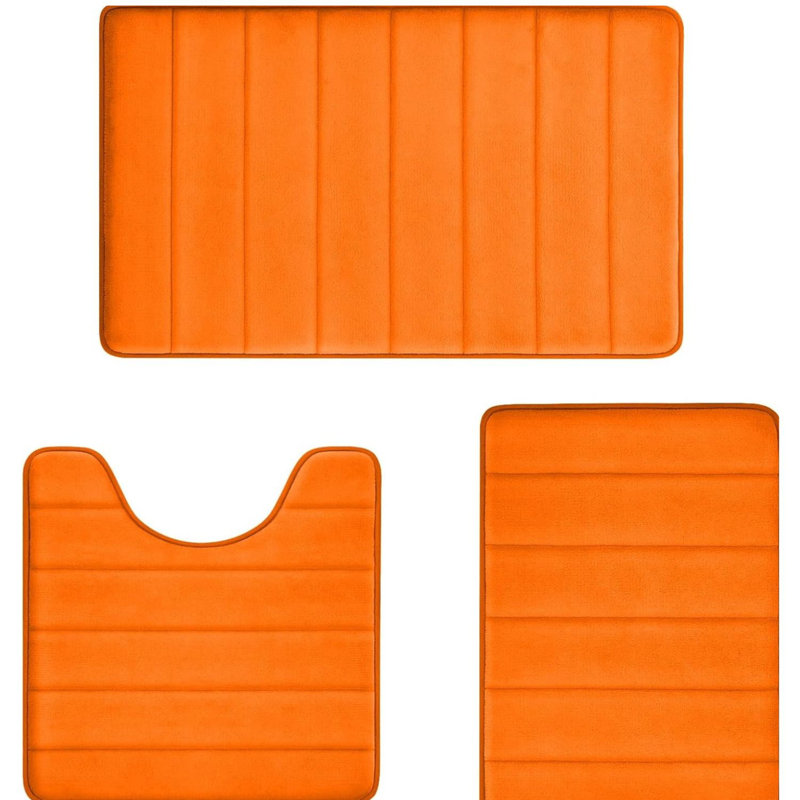 Ensemble de 3 tapis de salle de bain en mousse viscoélastique Tangerine