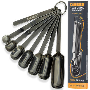Deiss Pro Heavy Duty Stainless Steel Measuring Spoons for Cooking Spices Dry or Liquid Ingredients Fits in Spice Jar Adjustable Measuring Spoon Set