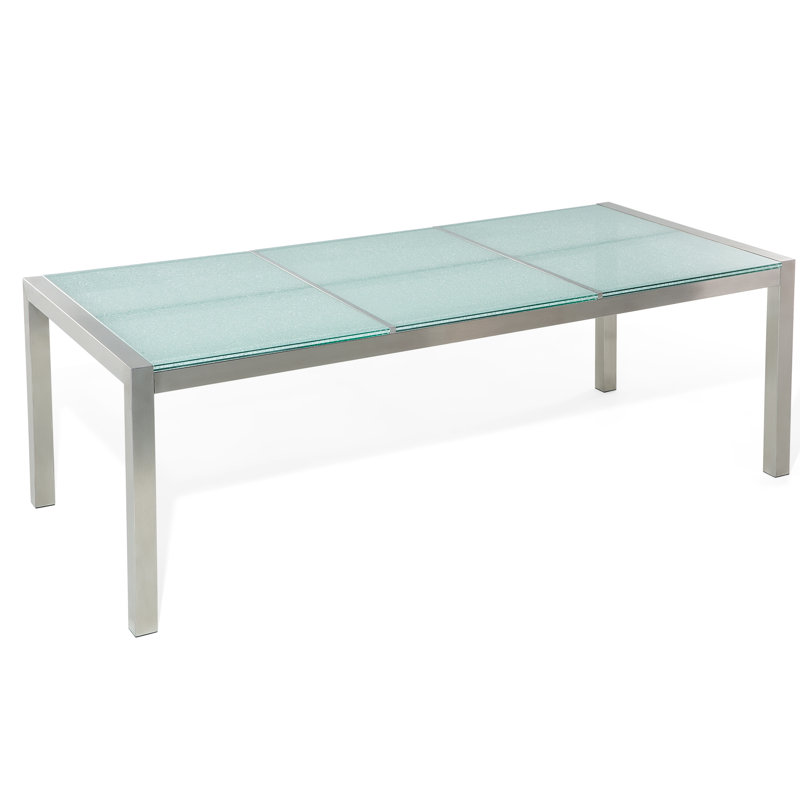 Anabriana Rectangular Glass Outdoor Dining Table - 220 cm W 100 cm D