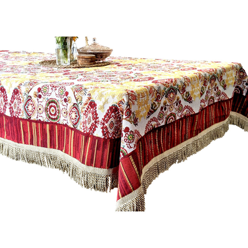 Jacquella Paisley Cotton Blend Tablecloth, 57" W x 84" L
