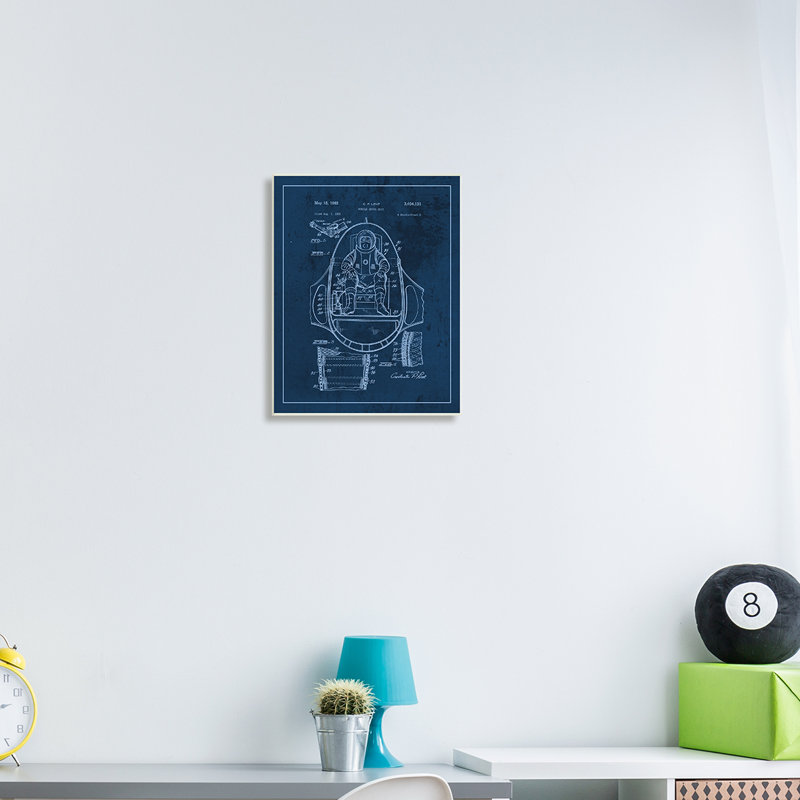 Plan de l'astronaute rétro Space Explorer, Plaque murale, H 15 po x l 10 po