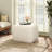 White Square Boucle With Comfortable Dense Foam And Pocket Coil Spring Cushions, A Modern Interior Compatibility, 21.64 W X D 16.92 H - Covered Plywood Wood Structure, Function As Side Table Or