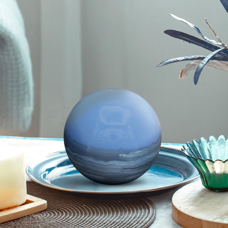 Madagascar Sapphire Decorative Metal Orbs- Medium, Medium