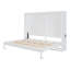 Grand lit escamotable mural avec accents en rotin - Armoire compacte blanche pour bureau à domicile et chambre d'amis